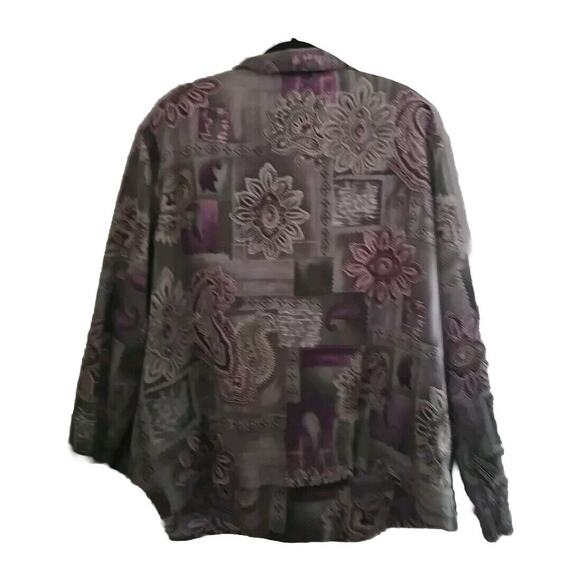 Alfred Dunner Gray Paisley Floral Full Zip Jacket & Top 2 PC Set Womans Size 20 - Picture 2 of 5